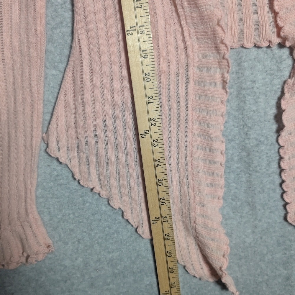 Express Cardigan Women Small Pink Ruffle Trim Vintage Shabby Chic Pastel Crochet - Picture 8 of 10